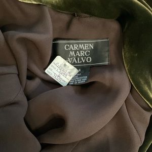 Carmen Marc Valvo green velvet gown